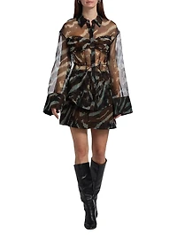 Kathy Printed Sheer Silk Miniskirt
