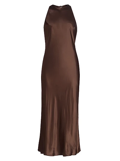 Solene Satin Sleeveless Midi-Dress