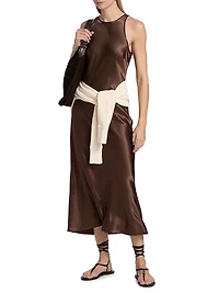 Solene Satin Sleeveless Midi-Dress
