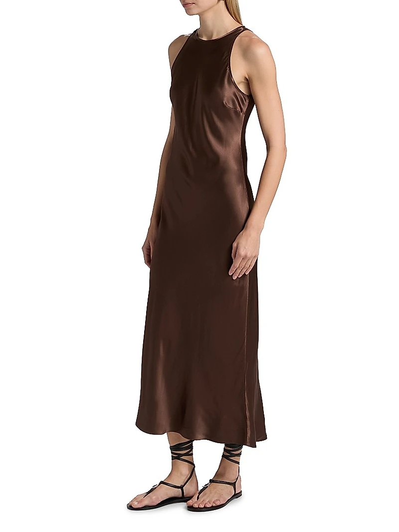 Solene Satin Sleeveless Midi-Dress