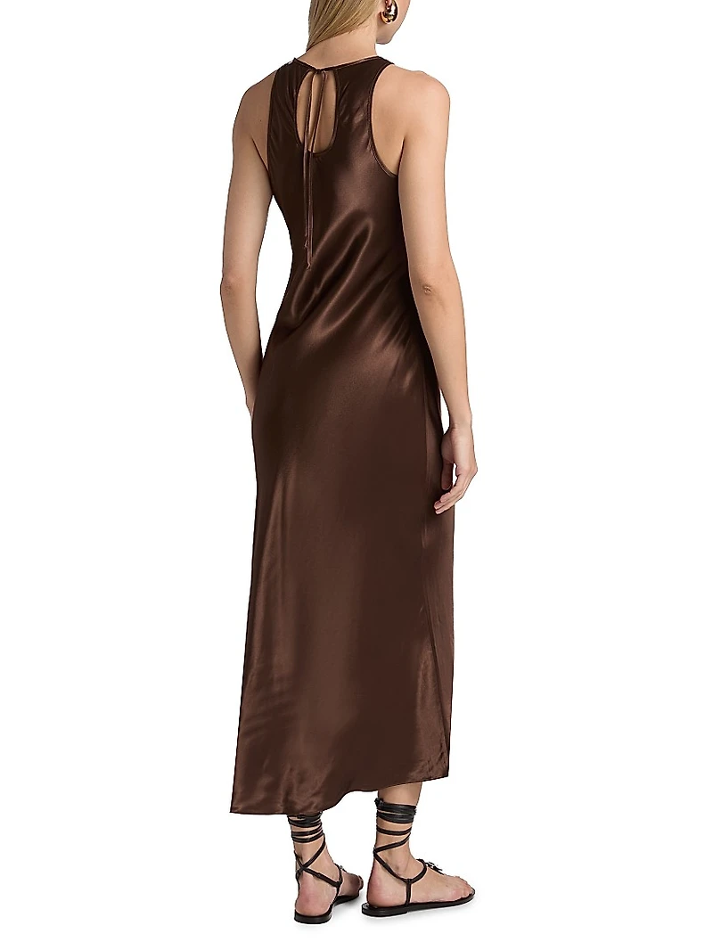 Solene Satin Sleeveless Midi-Dress