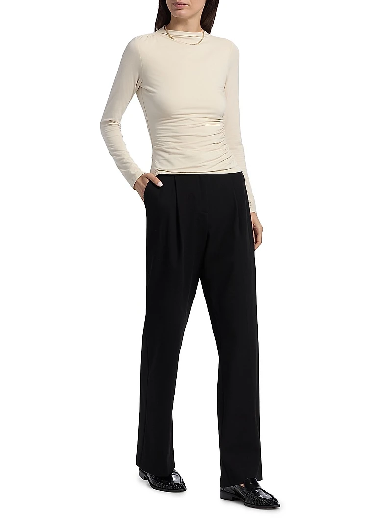 Joelle Fitted Ruched Long-Sleeve Top