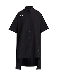 Step-Hem Cotton Shirtdress