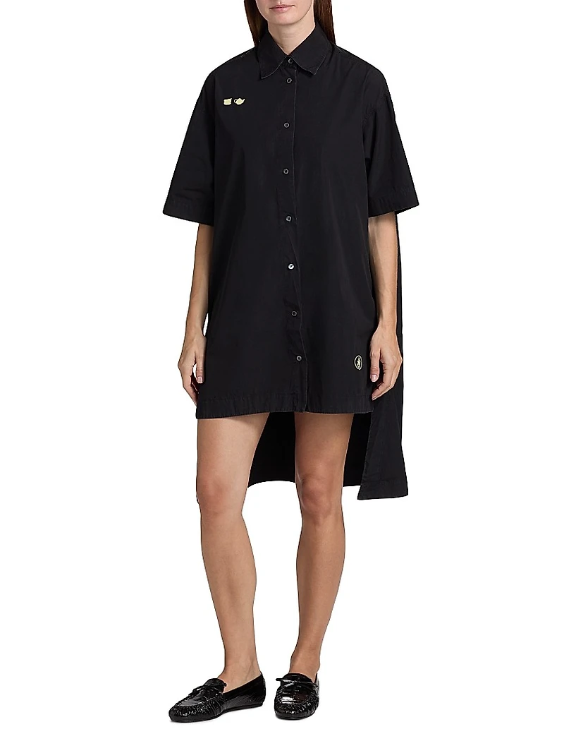 Step-Hem Cotton Shirtdress