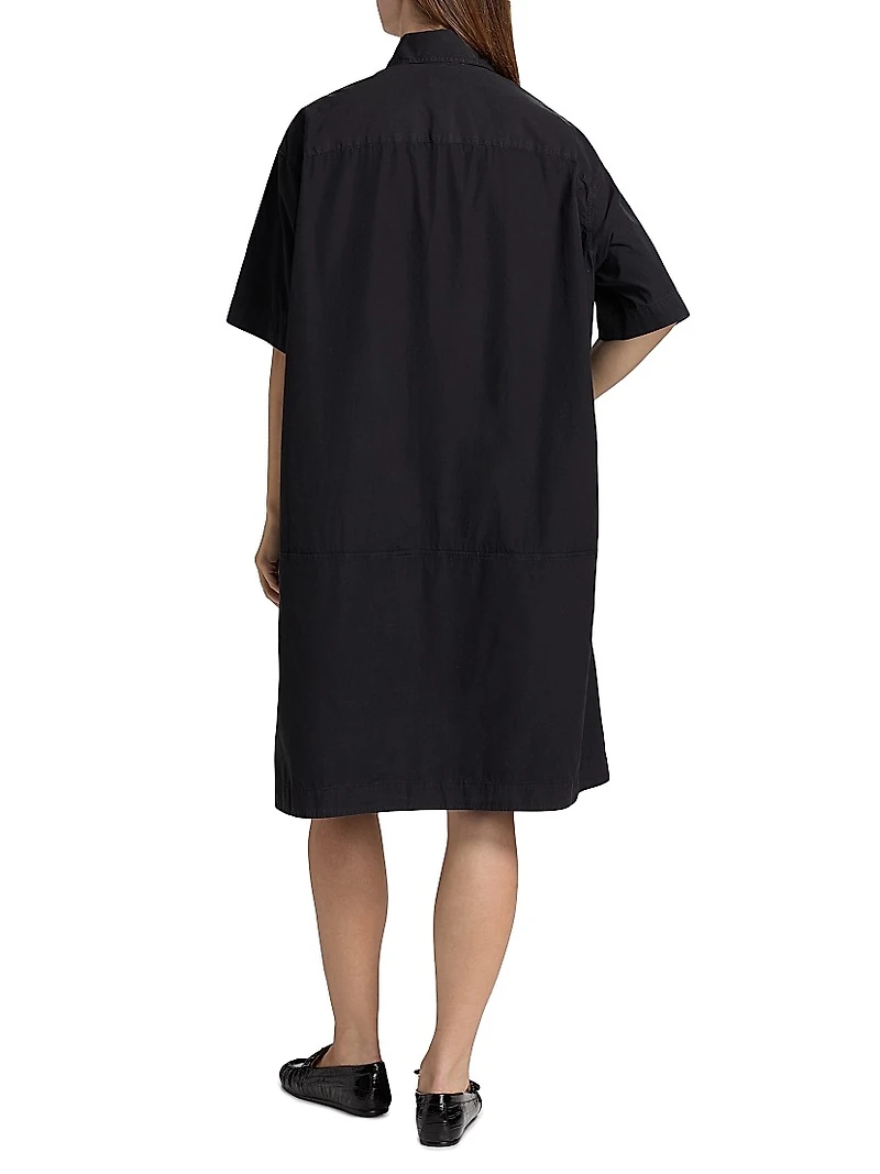 Step-Hem Cotton Shirtdress