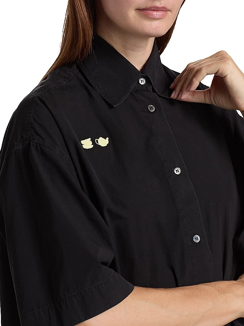 Step-Hem Cotton Shirtdress