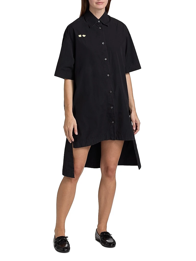 Step-Hem Cotton Shirtdress