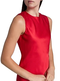 Satin Sleeveless Shift Minidress