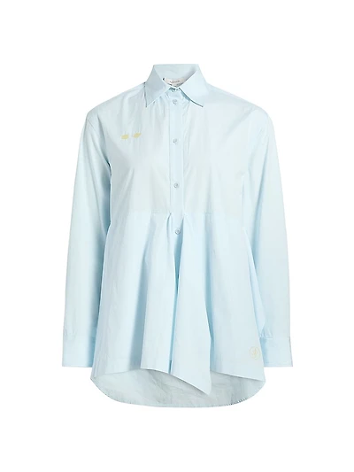 Draped Cotton Peplum Shirt