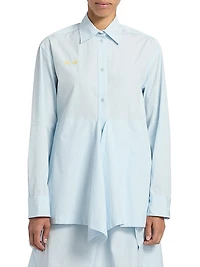 Draped Cotton Peplum Shirt