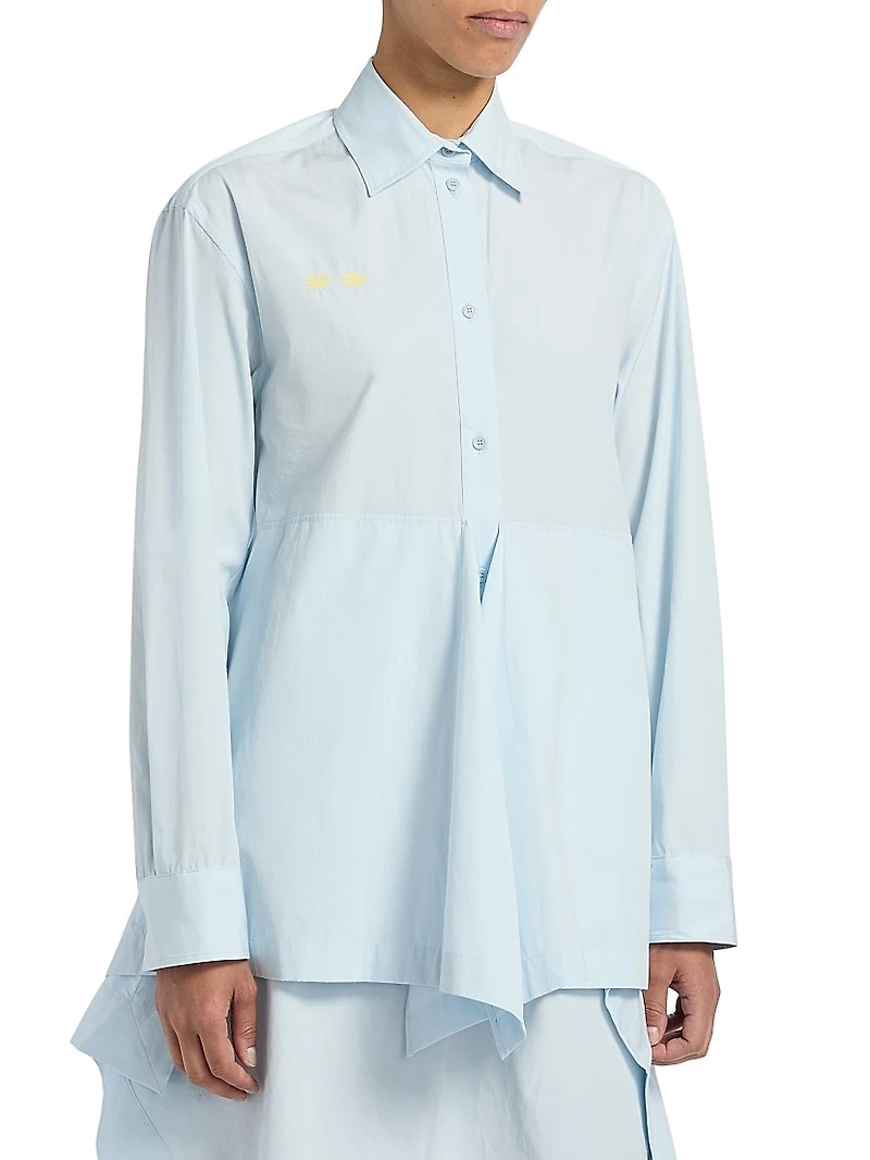 Draped Cotton Peplum Shirt