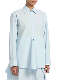 Draped Cotton Peplum Shirt