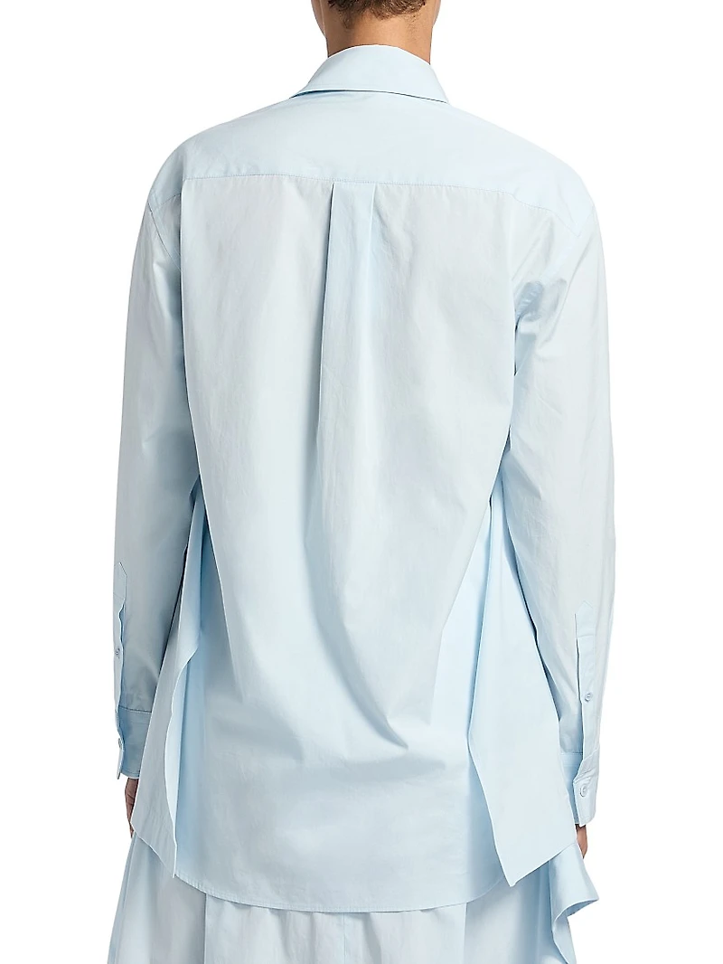 Draped Cotton Peplum Shirt