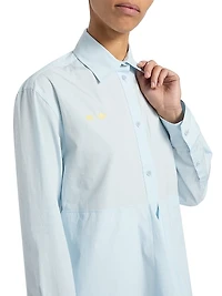 Draped Cotton Peplum Shirt