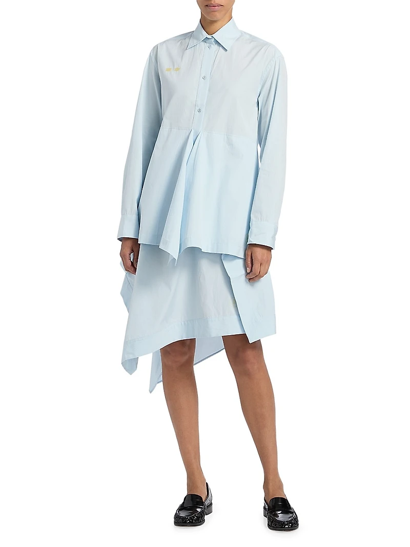 Draped Cotton Peplum Shirt