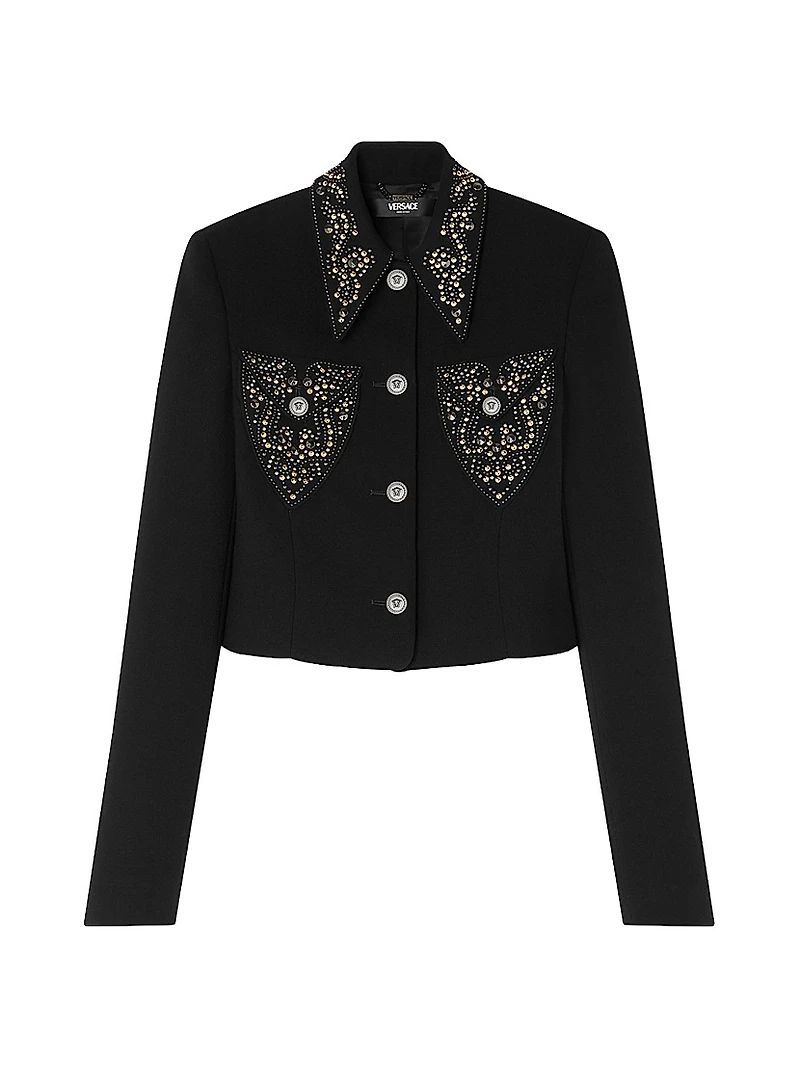 Embellished Virgin Wool Crop Jacket