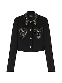 Embellished Virgin Wool Crop Jacket