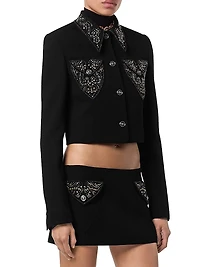 Embellished Virgin Wool Crop Jacket