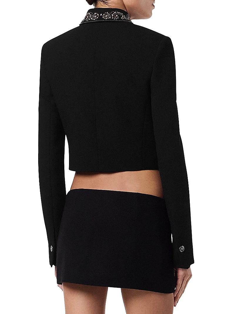 Embellished Virgin Wool Crop Jacket