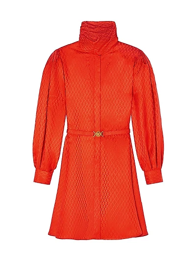 Monogram Satin Jacquard Tieneck Minidress