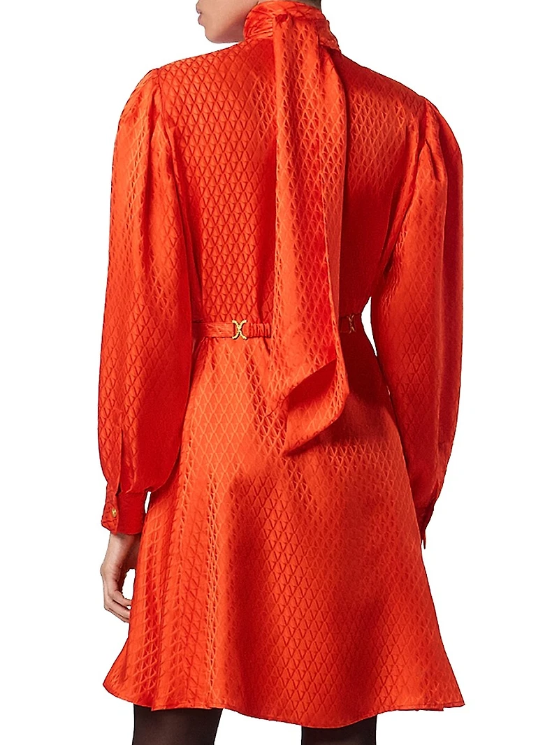 Monogram Satin Jacquard Tieneck Minidress