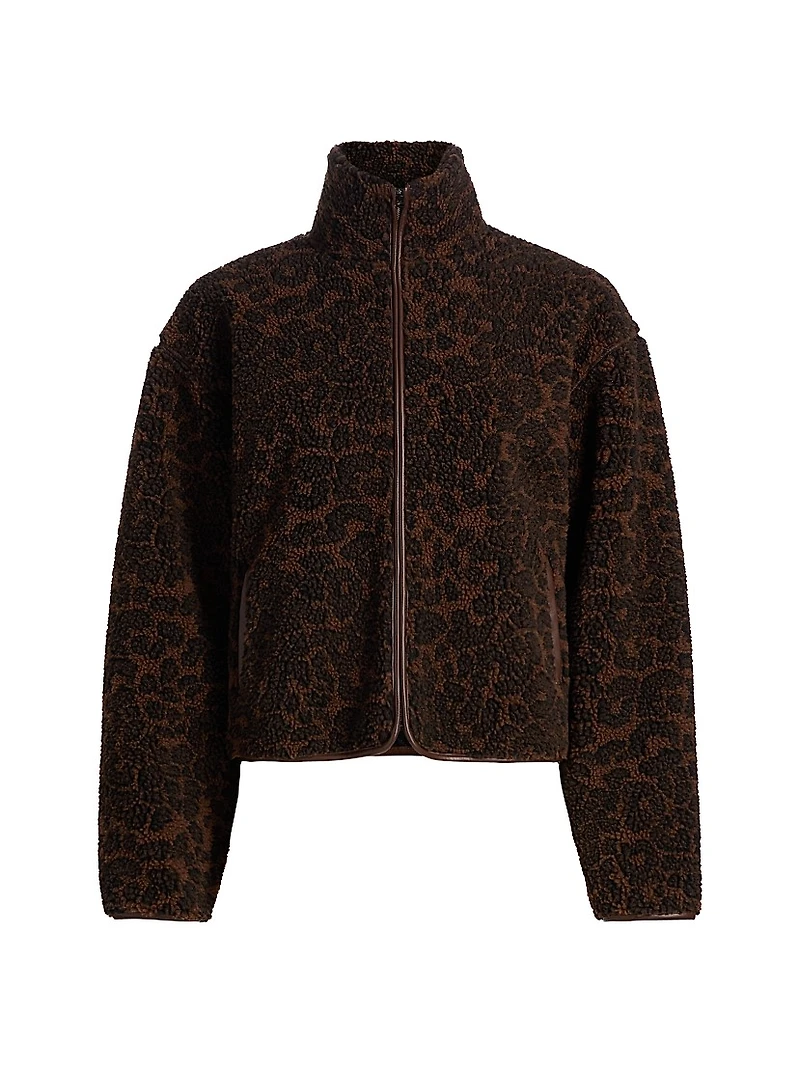 Sun Leopard Print Sherpa Jacket
