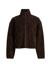 Sun Leopard Print Sherpa Jacket