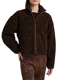Sun Leopard Print Sherpa Jacket