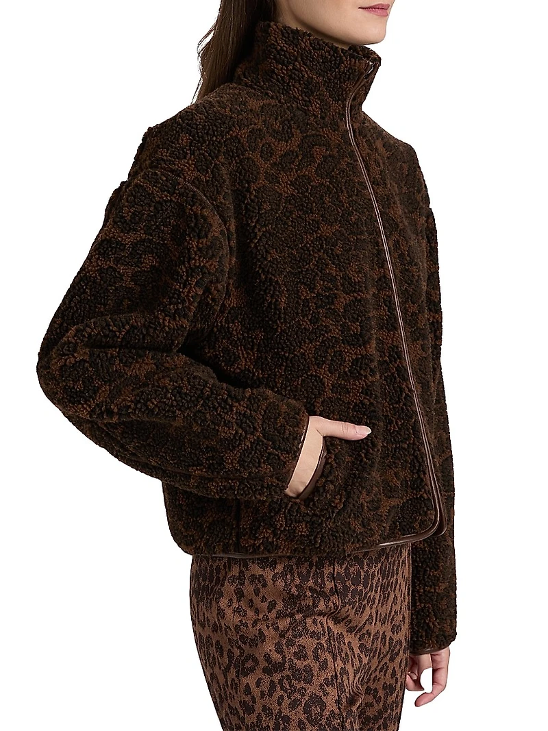 Sun Leopard Print Sherpa Jacket
