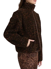 Sun Leopard Print Sherpa Jacket
