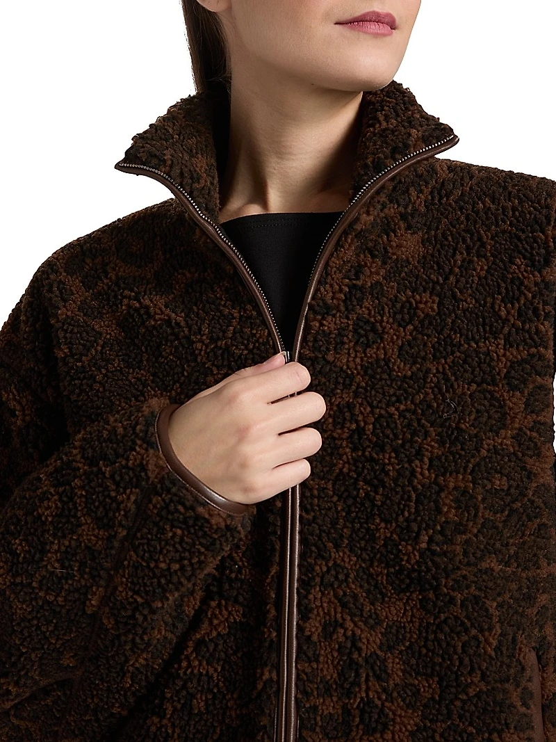 Sun Leopard Print Sherpa Jacket
