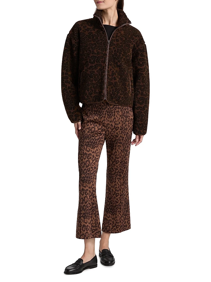 Sun Leopard Print Sherpa Jacket