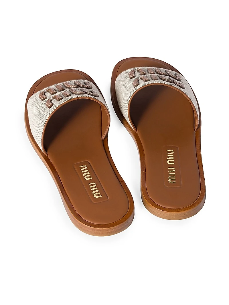 Canvas and Leather Slides