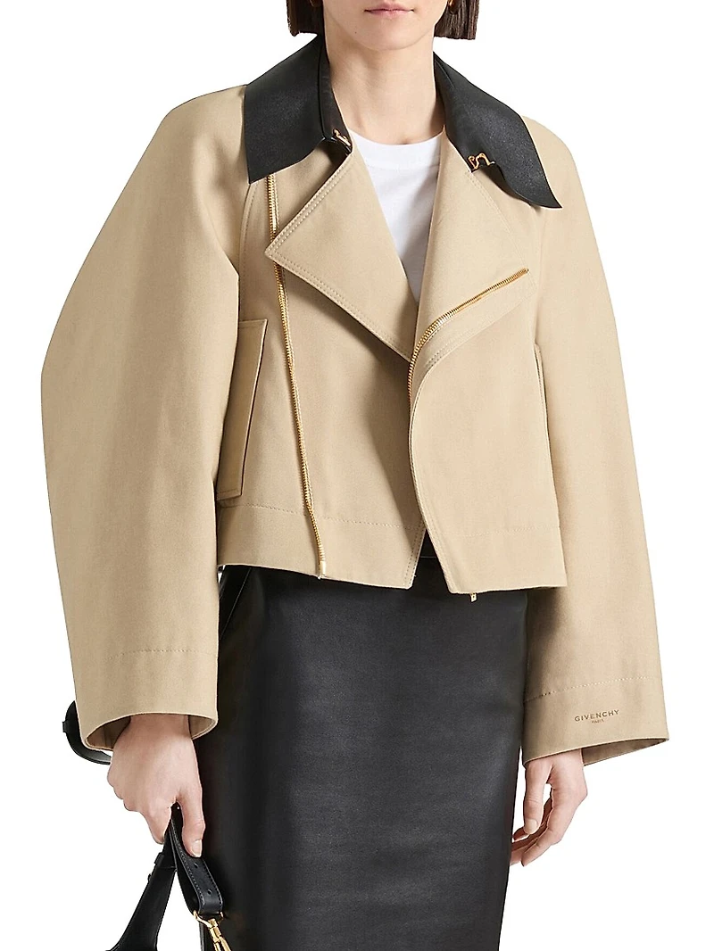 Cropped Pea Coat Cotton and Wool