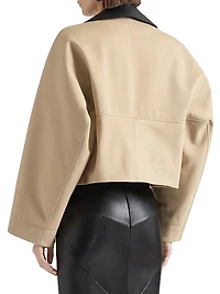 Cropped Pea Coat Cotton and Wool