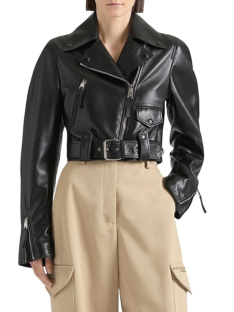 Cropped Biker Jacket Leather