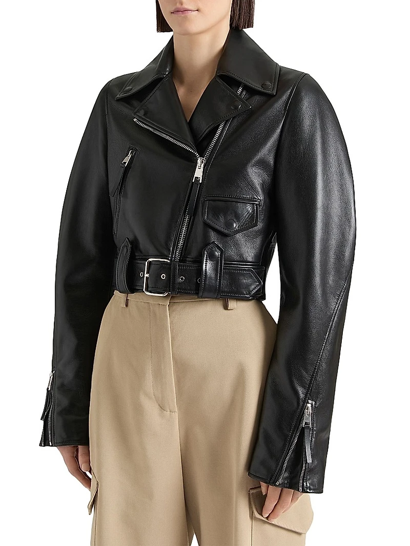 Cropped Biker Jacket Leather