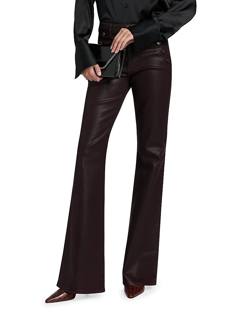 Helena Coated Mid-Rise Flared Jeans