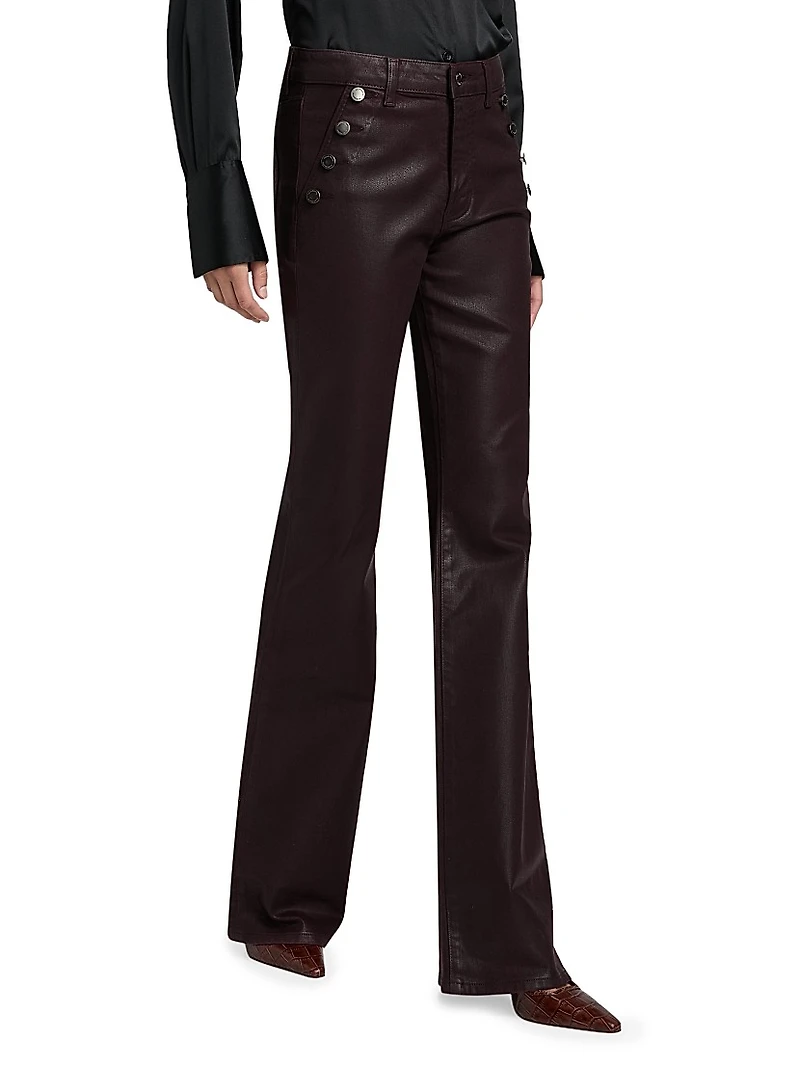 Helena Coated Mid-Rise Flared Jeans