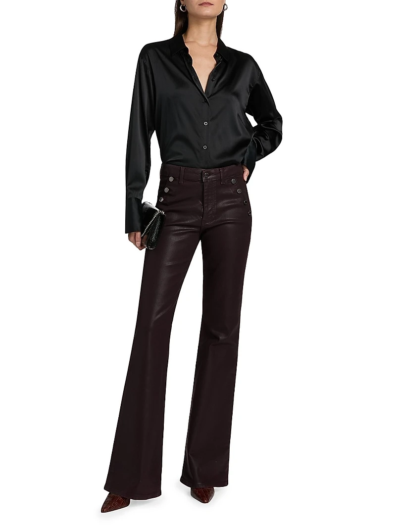 Helena Coated Mid-Rise Flared Jeans