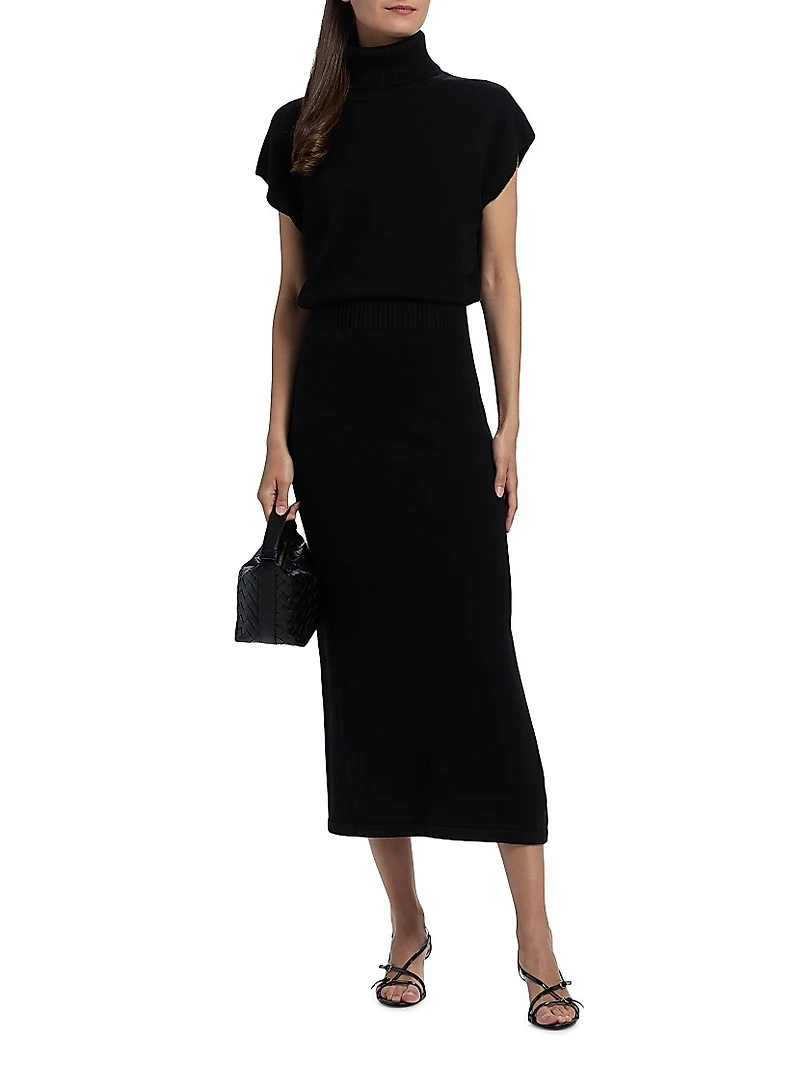 Natalie Wool Knit Turtleneck Midi-Dress