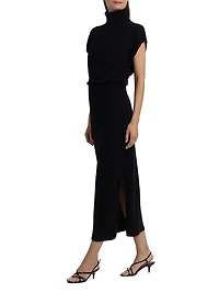 Natalie Wool Knit Turtleneck Midi-Dress