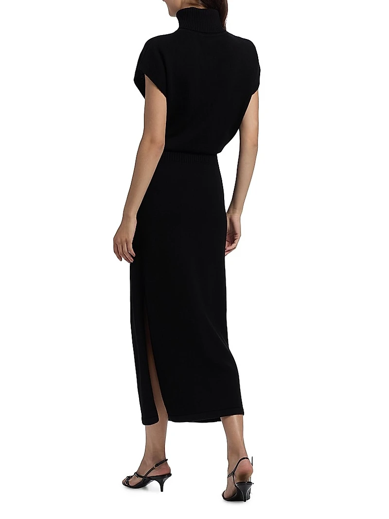 Natalie Wool Knit Turtleneck Midi-Dress