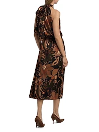 Grace Floral Stretch-Silk Halterneck Midi-Dress
