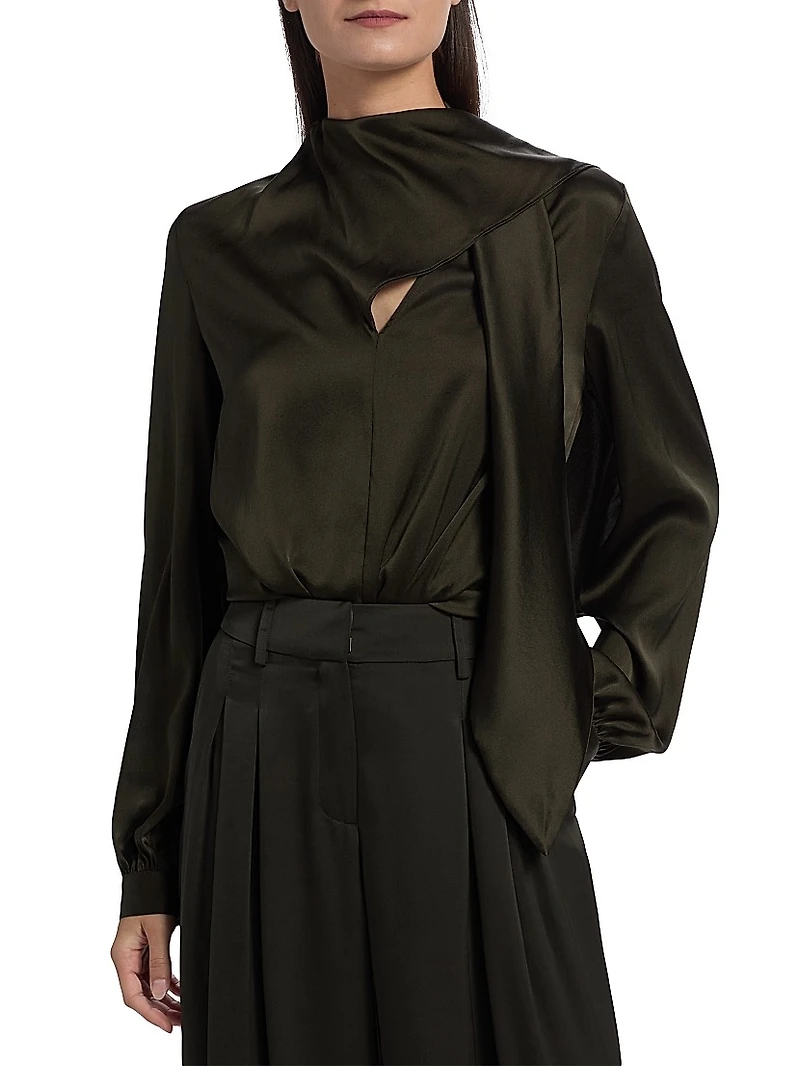 Harry Stretch-Silk Tieneck Blouse