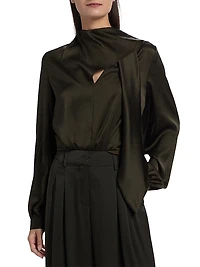 Harry Stretch-Silk Tieneck Blouse
