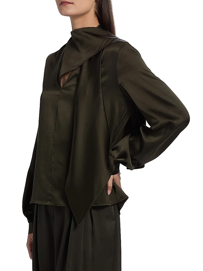 Harry Stretch-Silk Tieneck Blouse