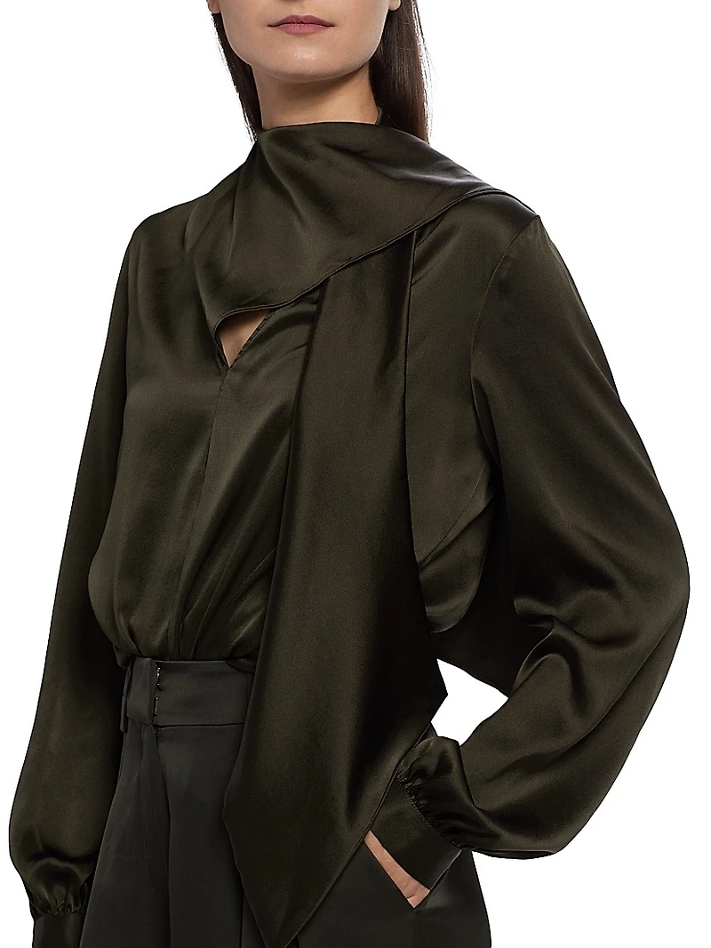 Harry Stretch-Silk Tieneck Blouse