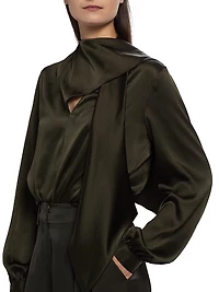 Harry Stretch-Silk Tieneck Blouse