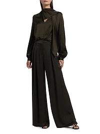 Harry Stretch-Silk Tieneck Blouse